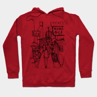 Walk Through (Japan), A Continuous Line Drawing (Black Ink) Hoodie